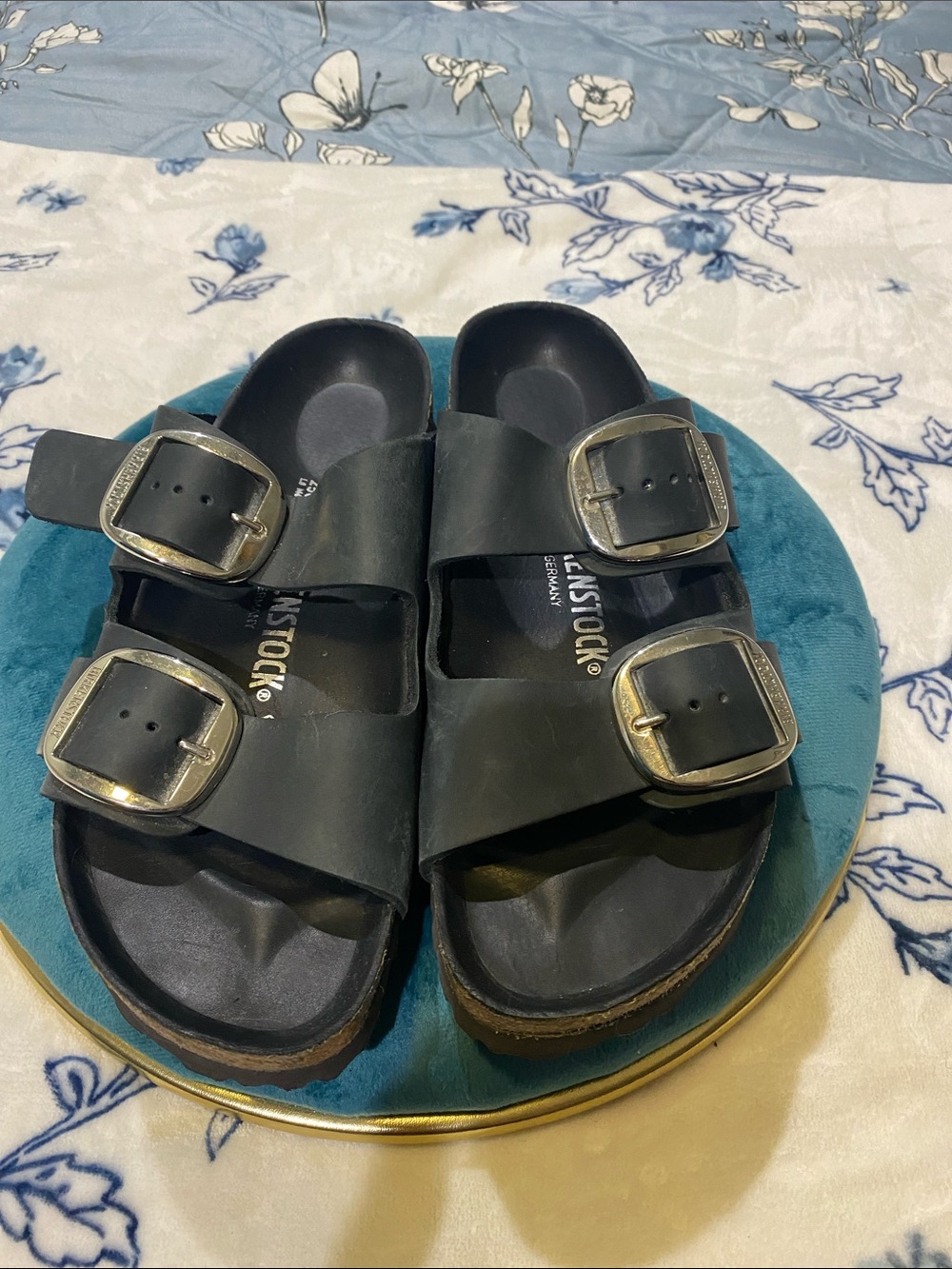 Birkenstock Big Buckle Arizona Two-Buckle Real Leather Sandals with Silver 39 - Picture 2 of 8